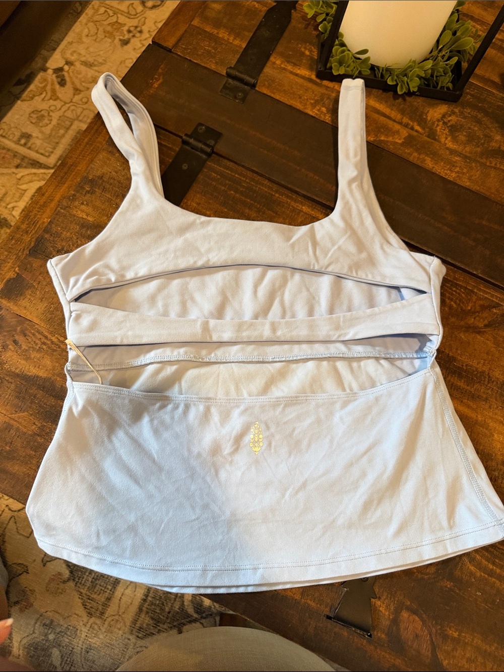 Women’s Light Blue Square Neck Tank Top - Picture 2 of 2